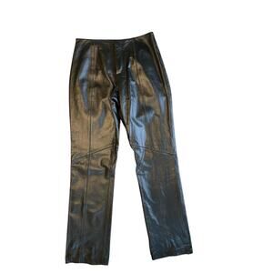 Nine West NWTF Vintage 100% Leather Pants Womens Size 4 Black Y2K Moto Grunge